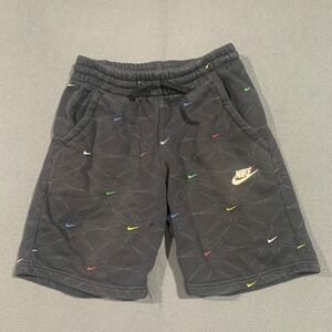 Nike Kids Grunge Paint Splatter Print Sweat Shorts Black Multicolor Swoosh‎ L *